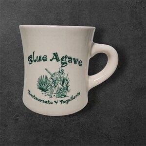 Blue Agave Restaurante Y Tequileria Ceramic Mug White & Green 8 Oz Vintage Colle